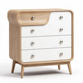 Modern wooden dresser with white drawers and curved design 60 x 40 x 80cm