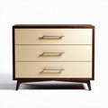 Natural wood six-drawer storage chest with rattan woven fronts 80 x 40 x 70cm