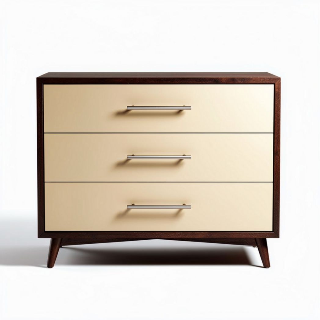 Natural wood six-drawer storage chest with rattan woven fronts 80 x 40 x 70cm