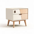 Modern nightstand with wooden legs and two-tone drawer design 40 x 40 x 50cm