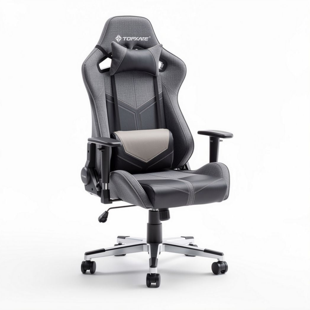 Gaming chair with adjustable armrests and ergonomic support in black and gray dimensions 95 x 70 x 120cm