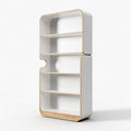 White wooden bookshelf with five shelves for living room display 40 x 20 x 120cm