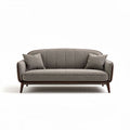 Mid-century modern fabric sofa with wooden legs and two pillows 180 x 80 x 85cm