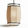 Hanging pendant light fixture with woven fabric shade and metal accents 20 x 20 x 30cm
