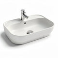 Ceramic rectangular vessel sink with brushed nickel faucet 40 x 25 x 12cm