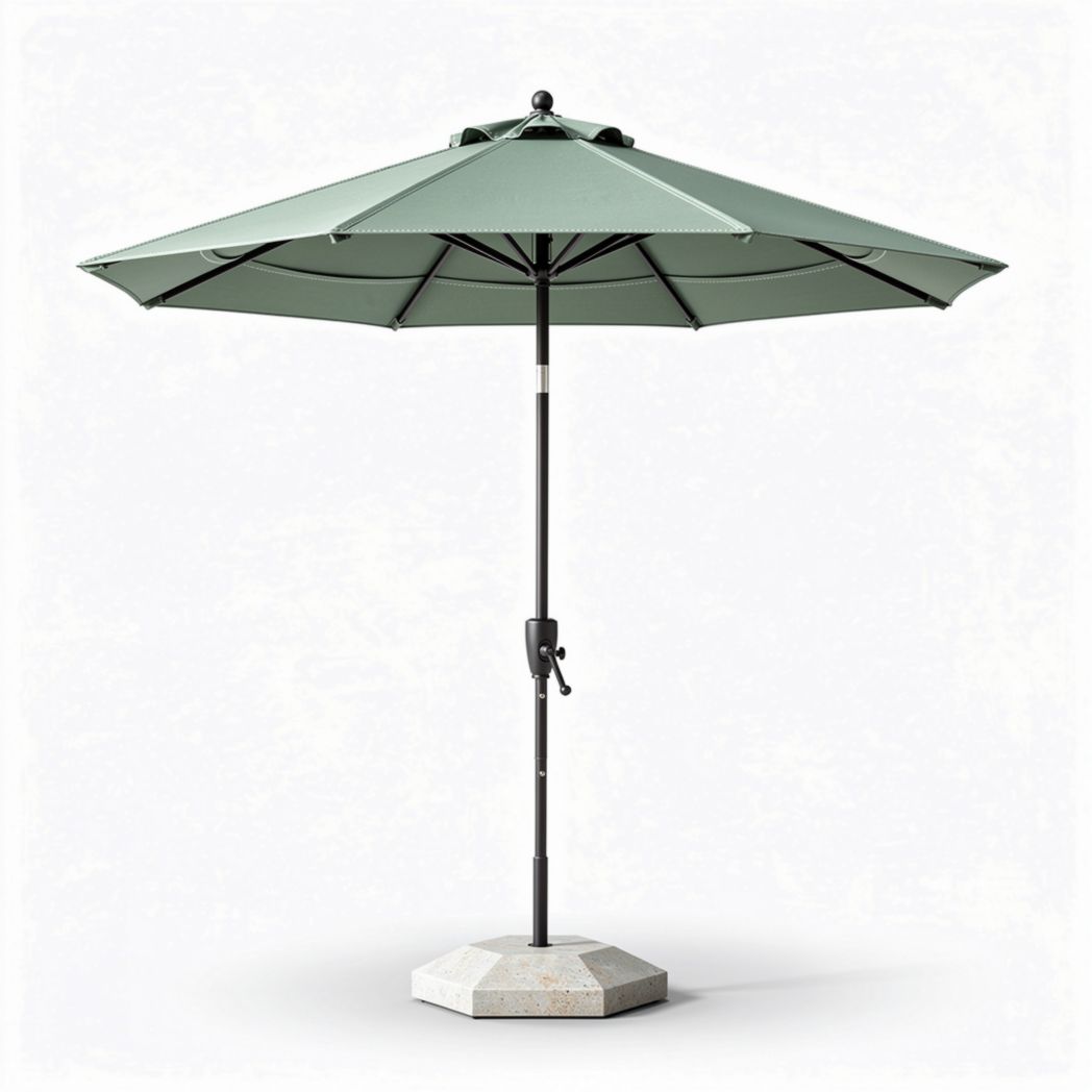 Outdoor umbrella with a green canopy and steel pole 250 x 250 x 250cm