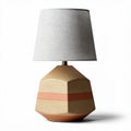 Concrete table lamp with fabric shade in beige and gray 30 x 30 x 50cm