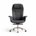 Ergonomic office chair with adjustable headrest and breathable fabric in black