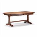 Wooden desk with two drawers in walnut finish 150 x 75 x 75cm