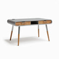 Modern desk with wood drawers and metal legs 120 x 60 x 75cm