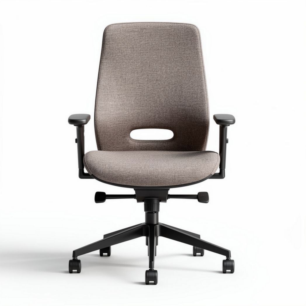 Mesh office chair with adjustable arms and ergonomic back support gray fabric 60 x 60 x 110cm